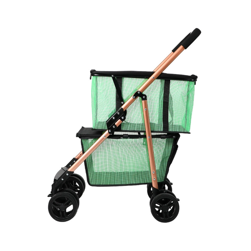 Stroller peataí urrann dúbailte agus cage peataí